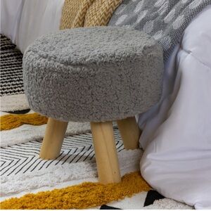 Footrest Ottoman Faux Sherpa Footstool